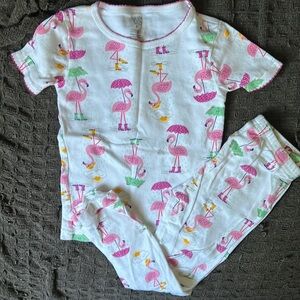 Carter’s Pink Flamingo Raining with White Pajama Set PJs Size 4t Cotton